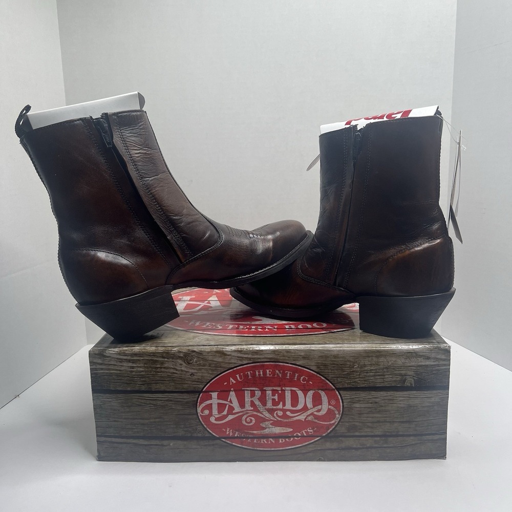 LAREDO Breakout Men's 8 D Tan Leather Side Zipper Western Cowboy Boots 62074